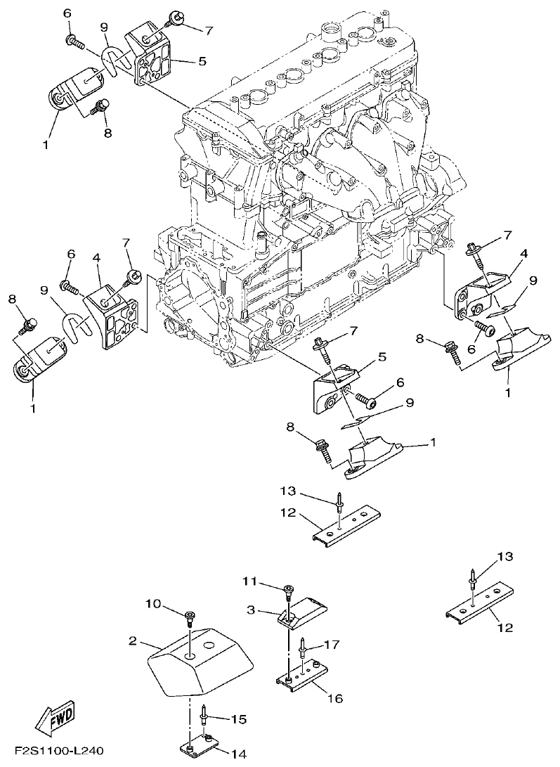 Yamaha FA1800A-M ENGINE MOUNT parts diagram